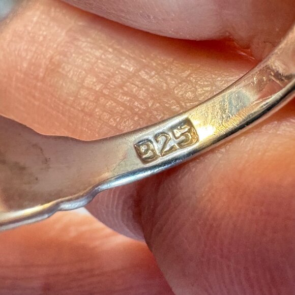 VTG Sterling Silver 925 Turquoise Bezel Set Swan Design Shoulders Ring Size 6 - Picture 5 of 10